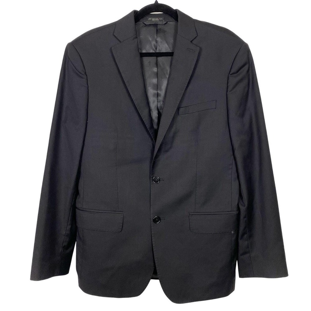 John Varvatos Mens 40R Blazer Solid Black Wool Sport Coat Luxury Suit Jacket